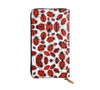 Wzywhj Portafoglio lungo da donna in pelle alla moda con scomparti multipli e cerniera design coccinelle motivo infinito maculato, Nero , Taglia unica