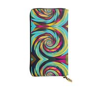Wzywhj Portafoglio lungo da donna in pelle alla moda con scomparti multipli e cerniera design colorato vortici modello, Nero , Taglia unica