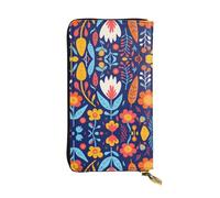 Wzywhj Portafoglio lungo da donna in pelle alla moda con scomparti multipli e cerniera design colorato fiori immagine, Nero , Taglia unica