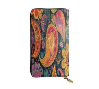 WZYWHJ Portafoglio lungo da donna in pelle alla moda con scomparti multipli e cerniera design colorato retrò fiori modello