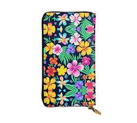 Wzywhj Portafoglio lungo da donna in pelle alla moda con scomparti multipli e cerniera design colorato fiori stampe, Nero , Taglia unica