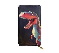 Wzywhj Portafoglio lungo da donna in pelle alla moda con scomparti multipli e cerniera design con motivo dinosauro dalla bocca grande, Nero , Taglia unica