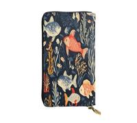 WZYWHJ Portafoglio lungo da donna in pelle alla moda con scomparti multipli e cerniera Design Deep Sea Creatures Pattern