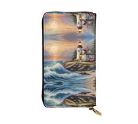Wzywhj Portafoglio lungo da donna in pelle alla moda con scomparti multipli e cerniera Design Faro stampe Diamond Painting, Nero , Taglia unica