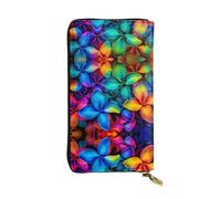 Wzywhj Portafoglio lungo da donna in pelle alla moda con scomparti multipli e cerniera design hawaiano colorato motivo floreale, Nero , Taglia unica