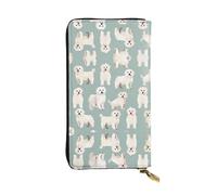 Wzywhj Portafoglio lungo da donna in pelle alla moda con scomparti multipli e cerniera Design Little White Dogs Pattern Prints, Nero , Taglia unica
