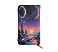 WZYWHJ Portafoglio lungo da donna in pelle alla moda con scomparti multipli e cerniera Design meraviglioso motivo spaziale