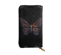 Wzywhj Portafoglio lungo da donna in pelle alla moda con scomparti multipli e cerniera design mistero farfalla immagine, Nero , Taglia unica
