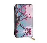 Wzywhj Portafoglio lungo da donna in pelle alla moda con scomparti multipli e cerniera design piccoli fiori immagine, Nero , Taglia unica