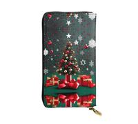 Wzywhj Portafoglio lungo da donna in pelle alla moda con scomparti multipli e cerniera Design rotondo palla immagine albero di Natale, Nero , Taglia unica