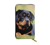 Wzywhj Portafoglio lungo da donna in pelle alla moda con scomparti multipli e cerniera design Rottweiler carta da parati modello, Nero , Taglia unica