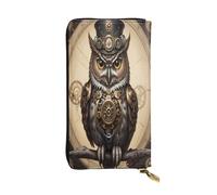 WZYWHJ Portafoglio lungo da donna in pelle alla moda con scomparti multipli e cerniera design Steampunk gufo modello
