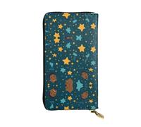 Wzywhj Portafoglio lungo da donna in pelle alla moda con scomparti multipli e cerniera design stelle e felice festa del papà modello, Nero , Taglia unica