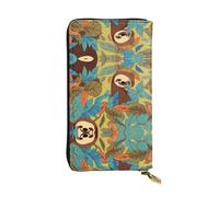 Wzywhj Portafoglio lungo da donna in pelle alla moda con scomparti multipli e cerniera Design The Lazy Bradipo Stampe, Nero , Taglia unica