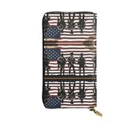 Wzywhj Portafoglio lungo da donna in pelle alla moda con scomparti multipli e cerniera Design US Military Soldati Patriottica Memorial Day Picture, Nero , Taglia unica