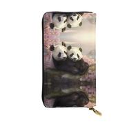 Wzywhj Portafoglio lungo da donna in pelle alla moda con scomparti multipli e design con cerniera bella immagine di panda, Nero , Taglia unica