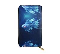Wzywhj Portafoglio lungo da donna in pelle con scomparti multipli e cerniera design bella lanterna pesce immagine, Nero , Taglia unica