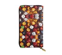 Wzywhj Portafoglio lungo in pelle da donna alla moda con scomparti multipli e cerniera Design giochi dadi set modello, Nero , Taglia unica