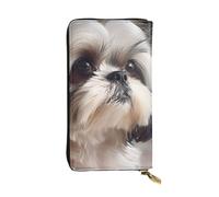 Wzywhj Portafoglio lungo in pelle da donna alla moda con scomparti multipli e cerniera Design Shih Tzu Dog Picture, Nero , Taglia unica