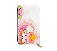 Wzywhj Portafoglio lungo in pelle da donna alla moda con scomparti multipli e stampe di carta frammento di colore di disegno della chiusura, Nero , Taglia unica