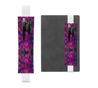 WZYWHJ - Portapenne in pelle bianca con foglie dai colori vivaci stampate - Design con fascia elastica in pelle PVC di alta qualità per quaderni, diari e agende