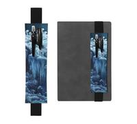 WZYWHJ Portapenne in pelle con motivo foresta di ghiaccio nero - Clip elastica per notebook e diari con cinturino regolabile, può contenere 2-3 penne, Nero , taglia unica, Zaino Scuola