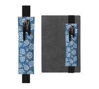 WZYWHJ - Portapenne in pelle nera con bellissime rose su sfondo blu, design con fascia elastica in pelle PVC di alta qualità per quaderni, diari e agende