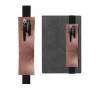 WZYWHJ - Portapenne in pelle nera con stampe glitterate finte color oro rosa, design con fascia elastica in pelle PVC per notebook, diari e agende