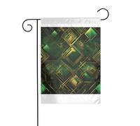 Wzywhj Quadretto nero e verde con bandiera estiva da giardino, decorazione su entrambi i lati, 30,5 x 45,7 cm