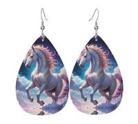WZYWHJ Quantum Unicorn Prints, orecchini da donna in pelle, con ciondolo a goccia d'acqua, alla moda, regalo per le vacanze