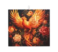 WZYWHJ Red Phoenix - Tappetino scolapiatti per la cucina: realizzato in spugna assorbente, con cordino per appenderlo, 45,7 x 40,6 cm