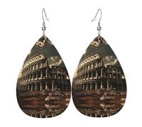 WZYWHJ Resti del Colosseo Romano, orecchini da donna in pelle, con ciondolo a goccia d'acqua, regalo alla moda per le vacanze