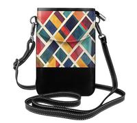 WZYWHJ Retro colore griglia modello donna in pelle borsa telefono crossbody pacchetto con tracolla regolabile