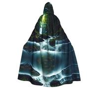 WZYWHJ River In The Forest Picture Aldult Cosplay Poncho con cappuccio Mantello per uomini e donne Festa di Halloween