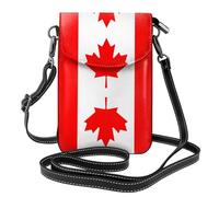 WZYWHJ Sacchetto di cuoio del telefono delle donne del modello della bandiera canadese di colore solido pacchetto crossbody con tracolla regolabile