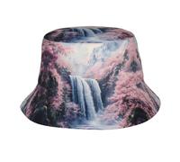 WZYWHJ Sakura - Cappello da pescatore per adulti, motivo cascata, per uomo e donna, protezione solare estiva, colore: nero