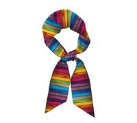 WZYWHJ Sciarpa lunga di seta della striscia delle donne di stampa del fondo di legno colorato dell'arcobaleno, sciarpa morbida e setosa del raso