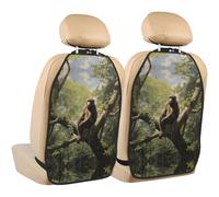 WZYWHJ Scimmia seduta su un albero stampato sedile auto Anti Calcio Storage pad 2 pezzi, borsa portaoggetti multifunzionale protezione sedile dopo l'installazione