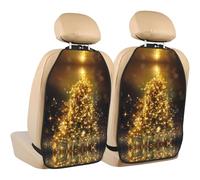 WZYWHJ Seggiolino auto stampato con albero di Natale scintillante Anti Calcio Storage pad 2 pezzi, borsa portaoggetti multifunzionale protezione sedile dopo l'installazione
