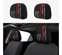 WZYWHJ Set di 2 federe per auto con stampa di bandiera rossa con ascia pompiere, accessori per sedile, copertura protettiva universale