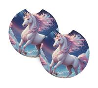 WZYWHJ Set di 2 sottobicchieri in gomma di qualità con stampa di unicorno rosa, facili da pulire, proteggono l'interno del veicolo