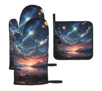 WZYWHJ Set di 3 presine da forno con stampa di cielo stellato, tessuto spesso, resistente e impermeabile per protezione dal calore