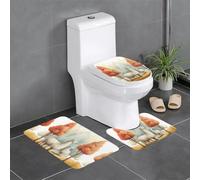 WZYWHJ Set di 3 tappetini da bagno con stampa alpaca sotto gli alberi di sequoia, antiscivolo, resistenti, facili da pulire, adatti per bagno e WC