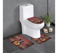 WZYWHJ Set di 3 tappetini da bagno con stampa di chitarra rock, antiscivolo, resistenti, facili da pulire, adatti per bagno e WC