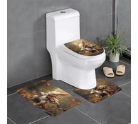 WZYWHJ Set di 3 tappetini da bagno con stampa di coniglietto che suona il violino, antiscivolo, resistente, facile da pulire, adatto per bagno e WC