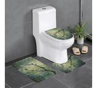 WZYWHJ Set di 3 tappetini da bagno con stampa di uccelli che girano sul salice, antiscivolo, resistenti, facili da pulire, adatti per bagno e WC