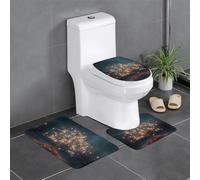 WZYWHJ Set di 3 tappetini da bagno con stampa di un piccolo albero pieno di stringhe di luci, antiscivolo, resistenti, facili da pulire, adatti per bagno e WC