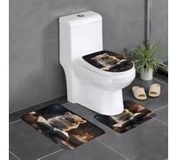 WZYWHJ Set di 3 tappetini da bagno con stampa di un piccolo criceto che legge un libro, antiscivolo, resistente, facile da pulire, adatto per bagno e WC