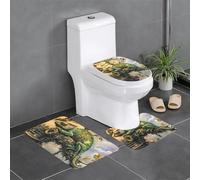 WZYWHJ Set di 4 tappetini da bagno con immagine camaleonte sdraiato, resistenti, facili da pulire, adatti per bagno e WC