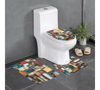 WZYWHJ Set di 4 tappetini da bagno con immagine di frammenti di memoria, antiscivolo, resistenti, facili da pulire, adatti per bagno e WC